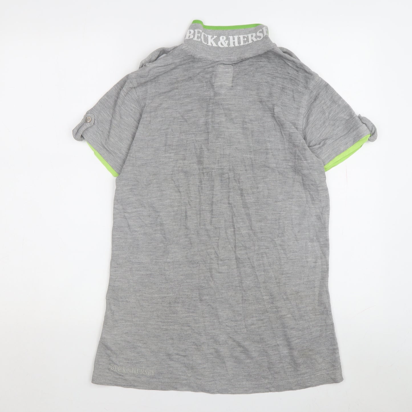 Beck & Hersey Men's Grey S T-Shirt, Logo, Cotton Blend