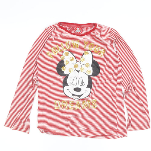 Disney Girls Red Minnie Mouse Striped Long Sleeve T-Shirt