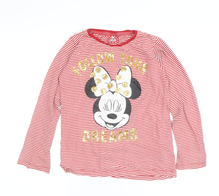 Disney Girls Red Minnie Mouse Striped Long Sleeve T-Shirt