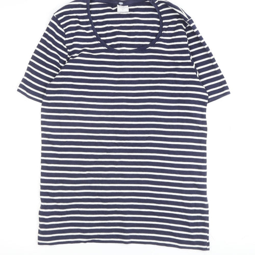 Cotton Traders Women's Blue Striped T-Shirt Size 10