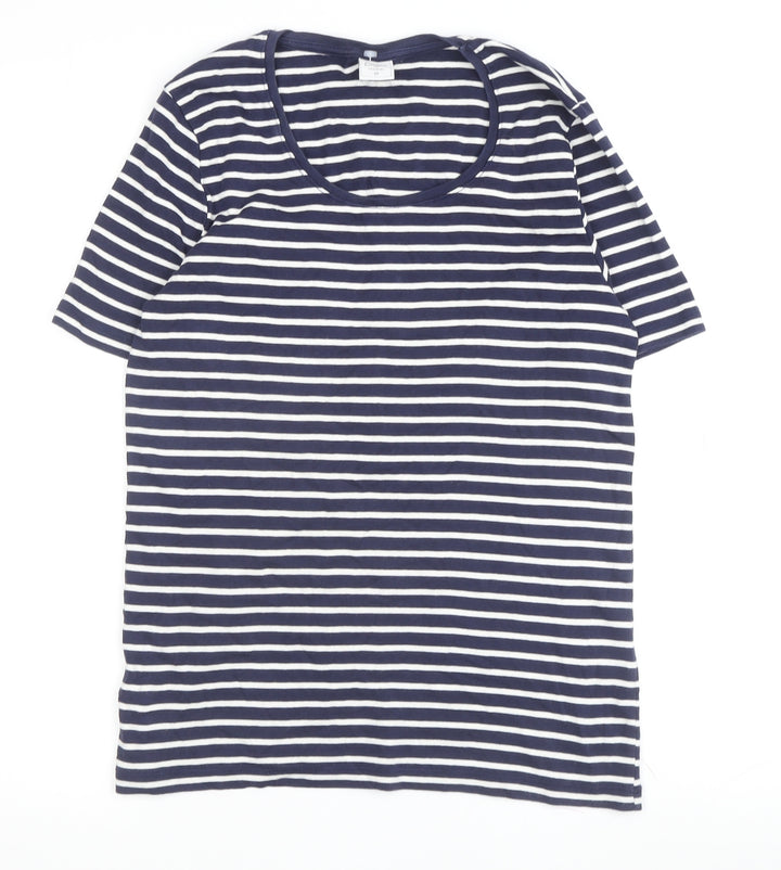 Cotton Traders Women's Blue Striped T-Shirt Size 10