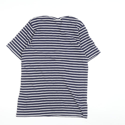 Cotton Traders Women's Blue Striped T-Shirt Size 10