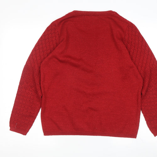Isle Essentials Women's Red Pullover Long Sleeve Jumper