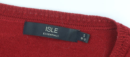 Isle Essentials Women's Red Pullover Long Sleeve Jumper