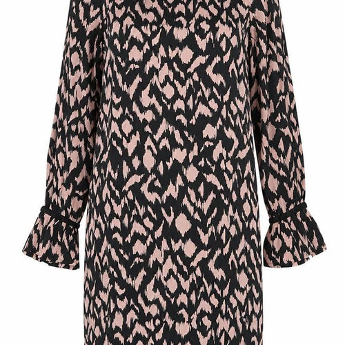 Sosandar Women's Animal Print Shift Dress, Size 8, Black/Pink