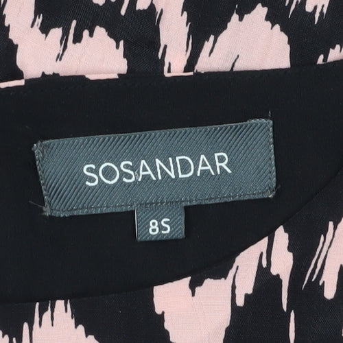 Sosandar Women's Animal Print Shift Dress, Size 8, Black/Pink