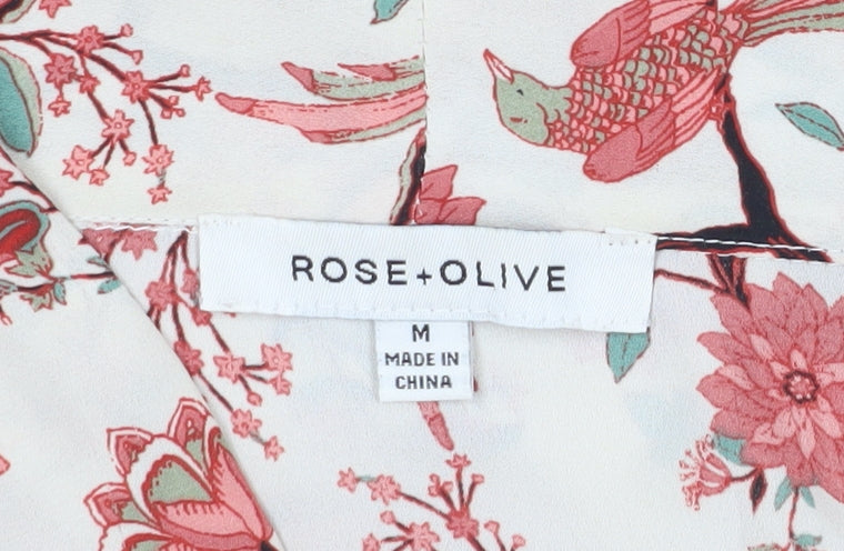 Rose + Olive Women's Multicoloured Floral Tunic Blouse M