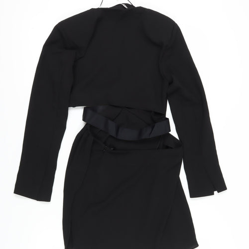 Zara Women's Black Bodycon Dress - M V-Neck Party