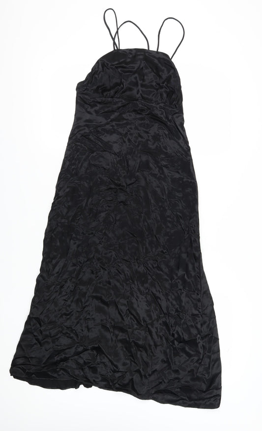 Zara Women's Black Slip Midi Dress, M, Party/Cocktail