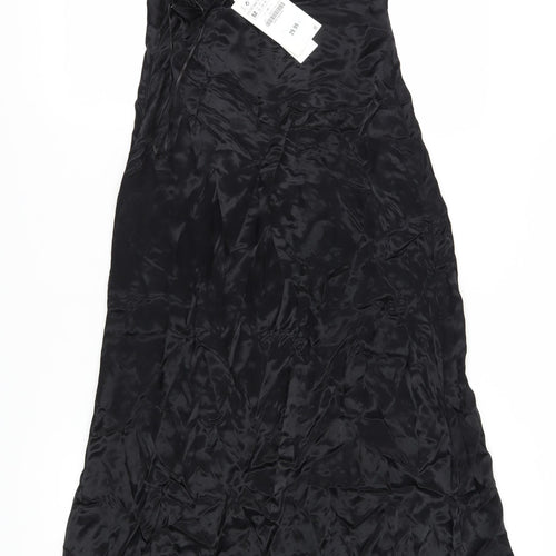 Zara Women's Black Slip Midi Dress, M, Party/Cocktail