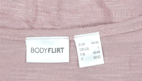 Body Flirt Women's Pink Bell Sleeve Crochet Tunic Blouse L