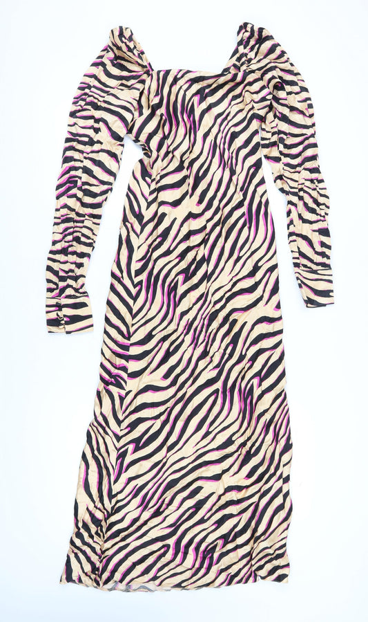 ASOS Women's Multicoloured Animal Print Bodycon Dress Size 10