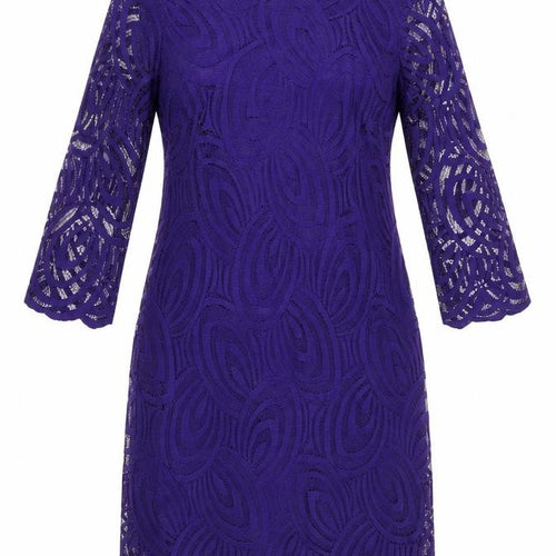 Wallis Women's Purple Lace 3/4 Sleeve Dress Size 8