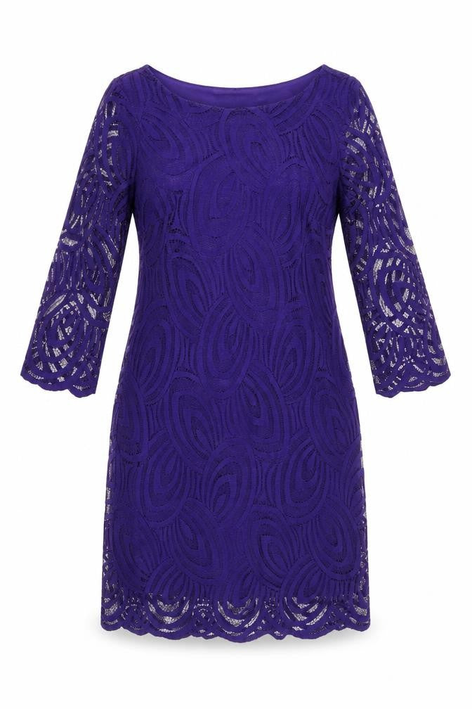 Wallis Women's Purple Lace 3/4 Sleeve Dress Size 8