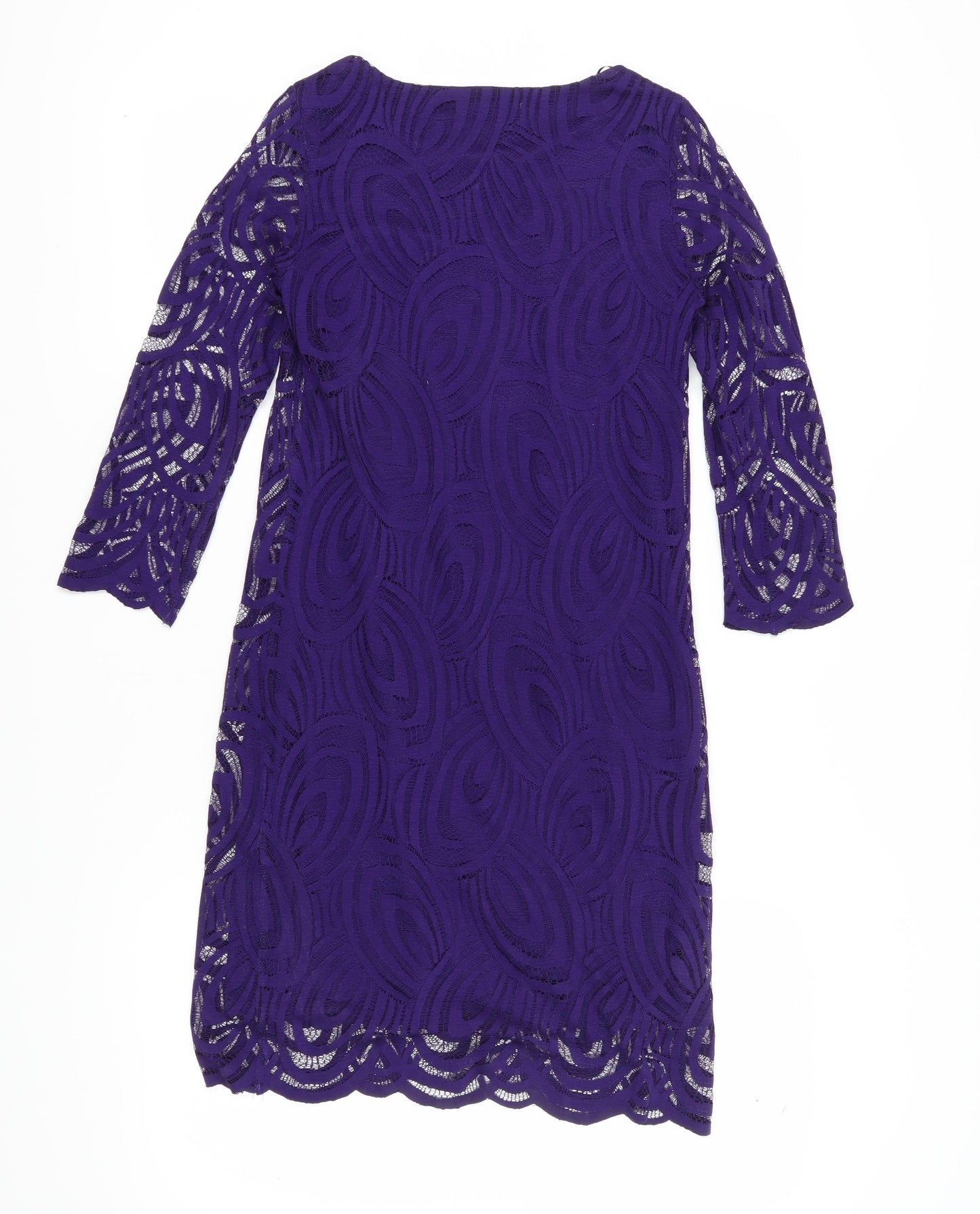 Wallis Women's Purple Lace 3/4 Sleeve Dress Size 8