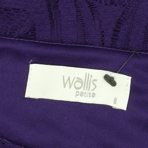 Wallis Women's Purple Lace 3/4 Sleeve Dress Size 8