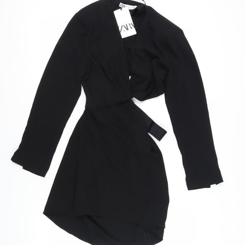 Zara Women's Black Wrap Dress, Size 14, Party Ready
