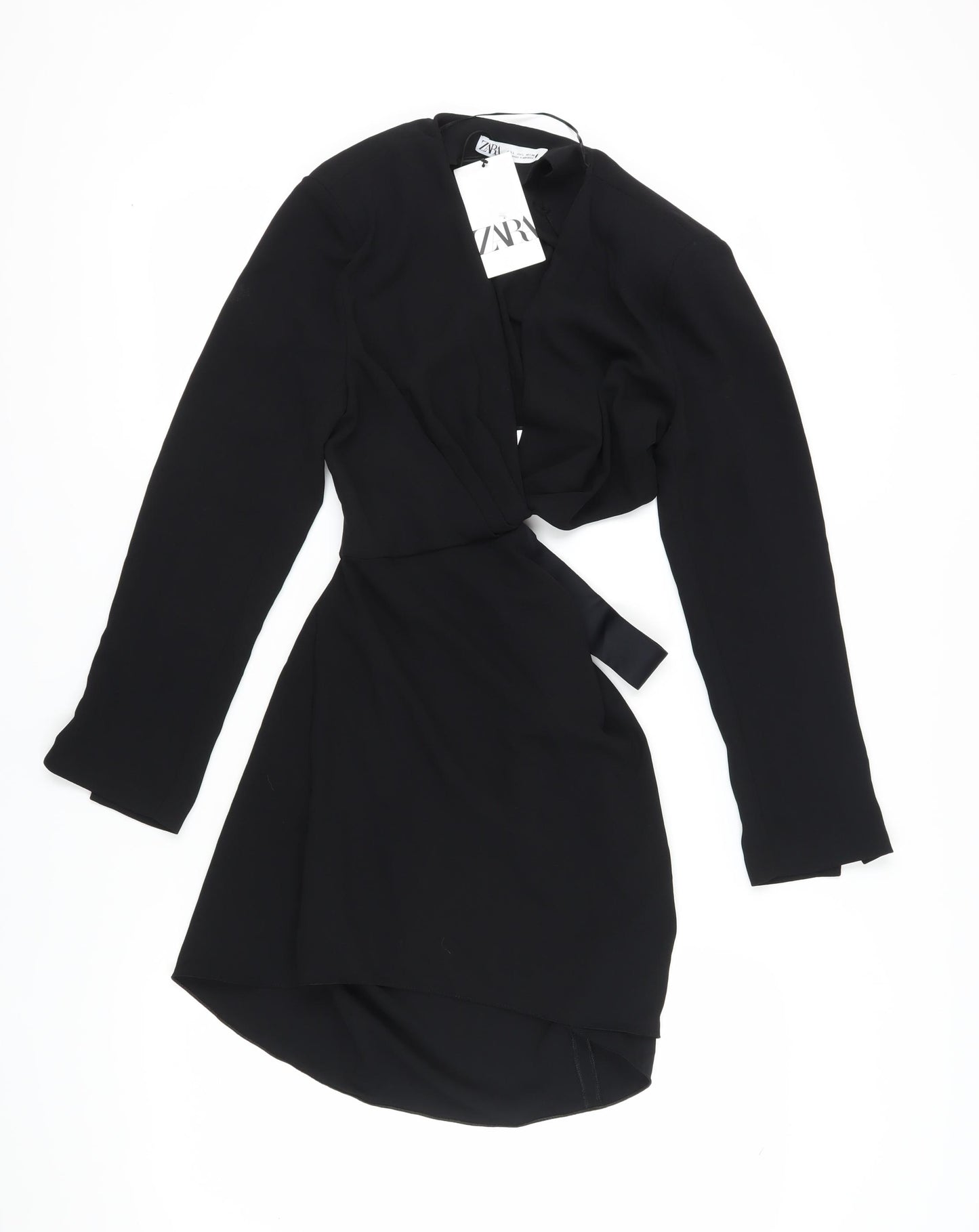 Zara Women's Black Wrap Dress, Size 14, Party Ready