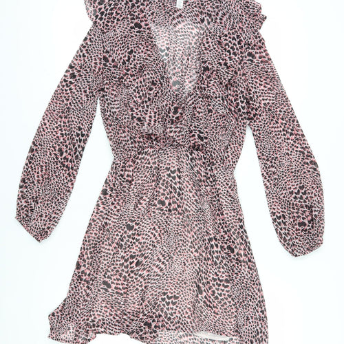 Topshop Women’s Pink Animal Wrap Dress Size 10