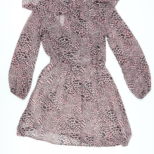 Topshop Women’s Pink Animal Wrap Dress Size 10