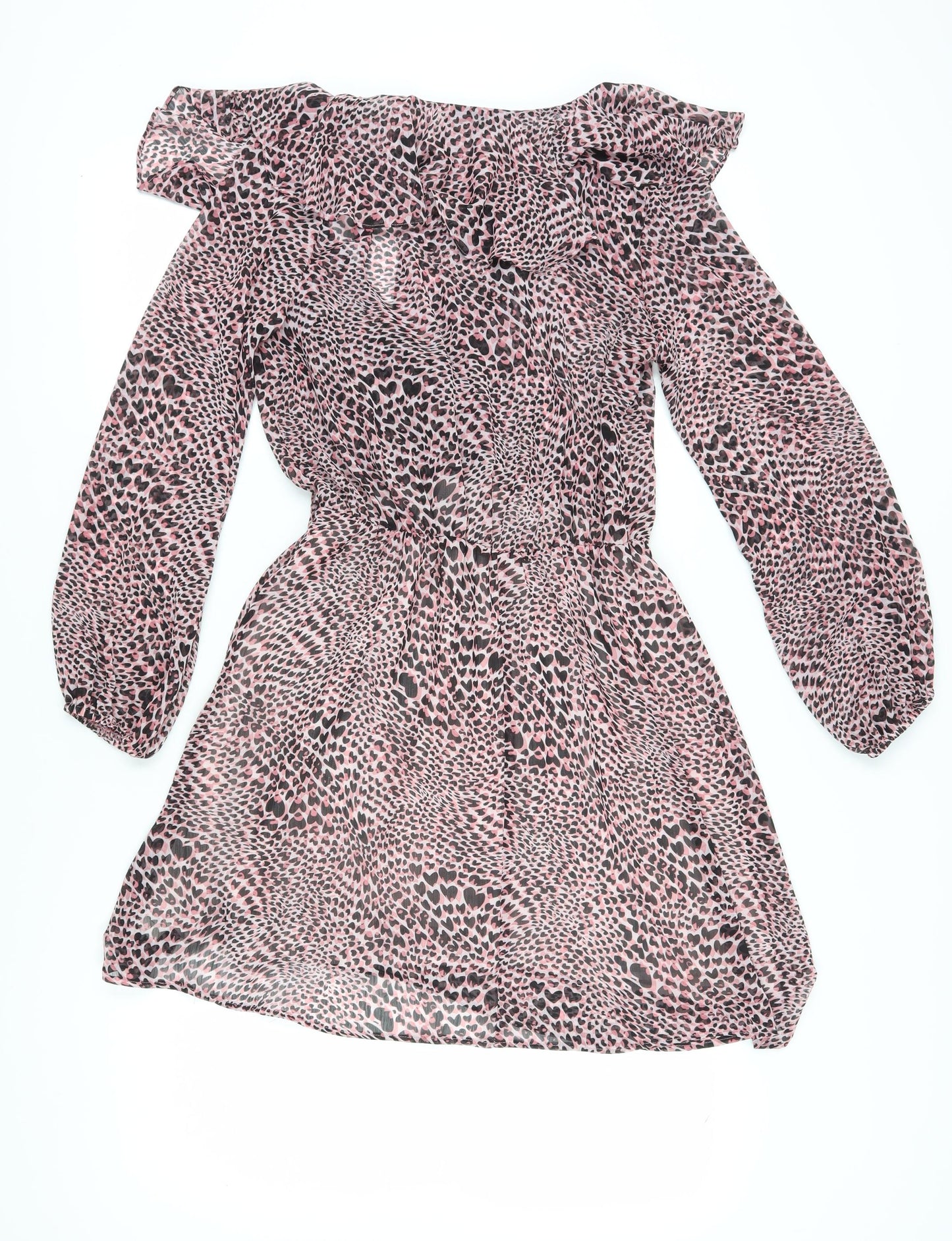 Topshop Women’s Pink Animal Wrap Dress Size 10