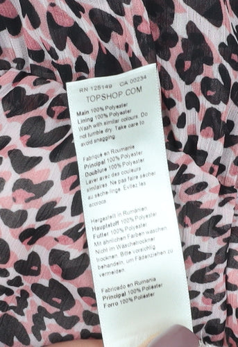Topshop Women’s Pink Animal Wrap Dress Size 10