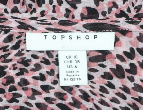 Topshop Women’s Pink Animal Wrap Dress Size 10