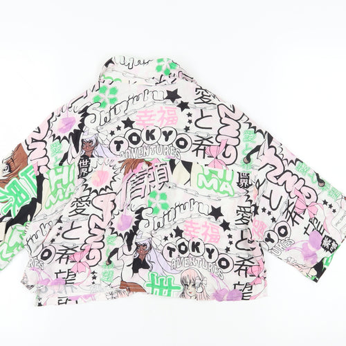 Bershka Women's Anime Cropped Blouse Multicoloured XS