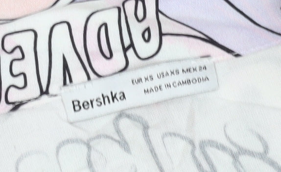 Bershka Women's Anime Cropped Blouse Multicoloured XS