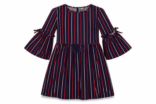Front view of Next girls’ multicoloured striped a-line dress 13 years