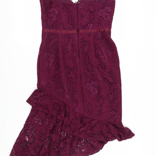 Lipsy Women’s Purple Lace Midi Pencil Dress UK 12