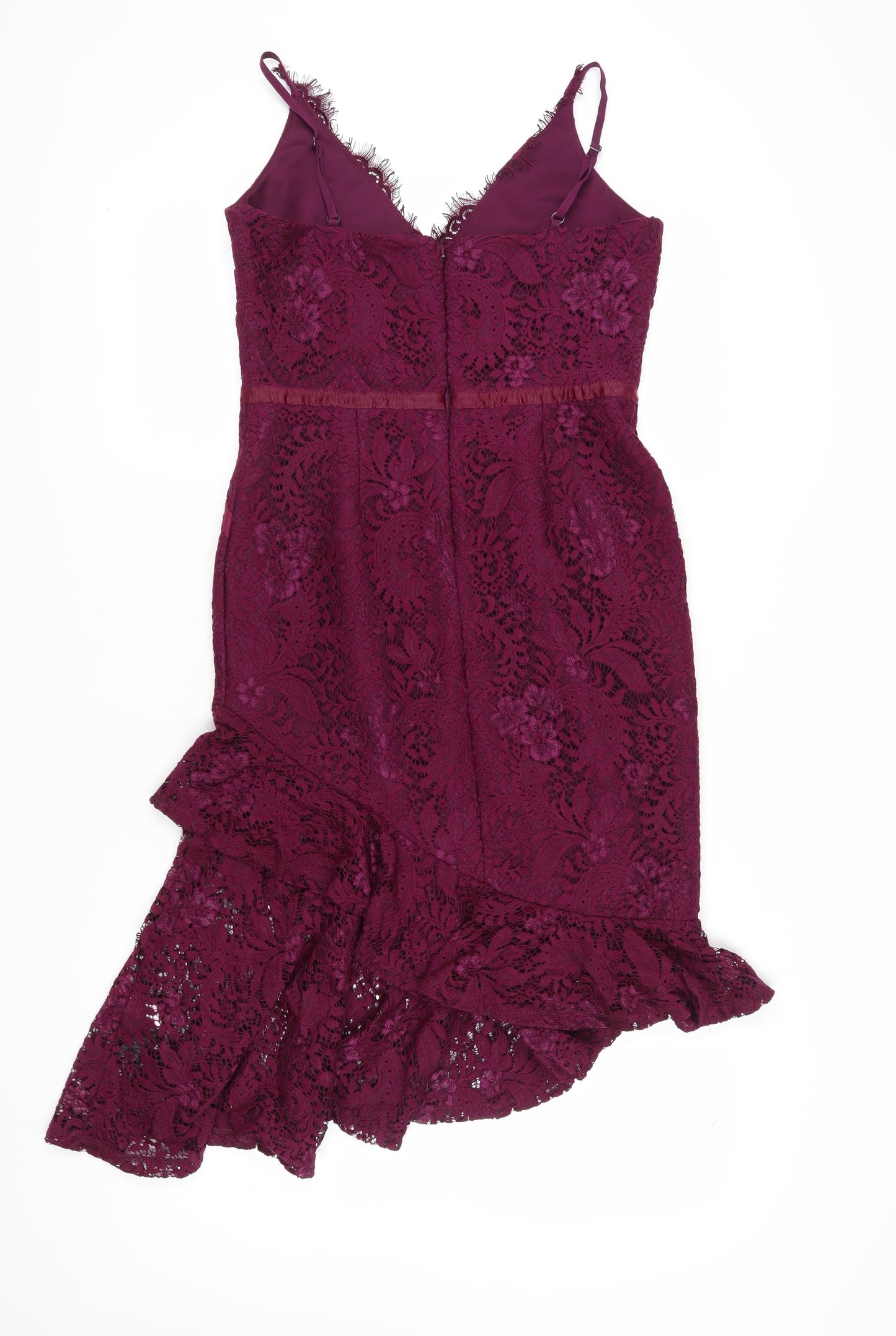 Lipsy Women’s Purple Lace Midi Pencil Dress UK 12