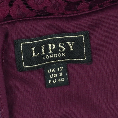 Lipsy Women’s Purple Lace Midi Pencil Dress UK 12