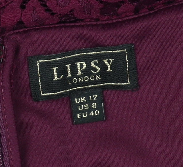 Lipsy Women’s Purple Lace Midi Pencil Dress UK 12