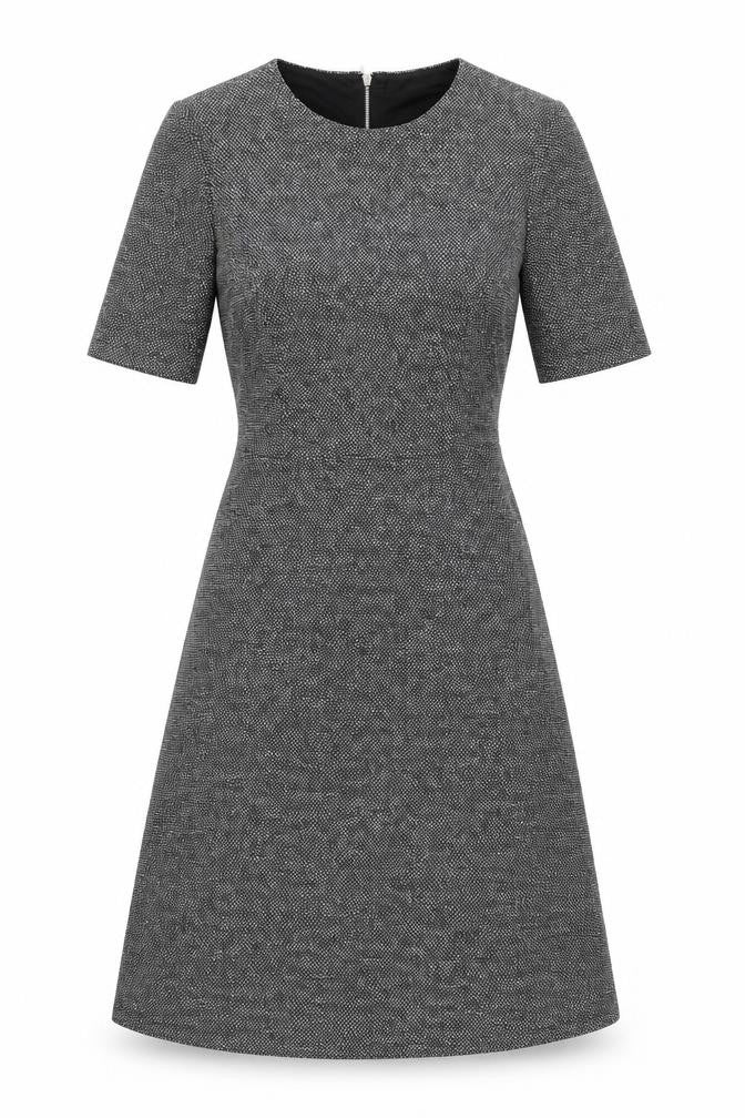 Front view of H&M Women's Black A-Line Dress Small