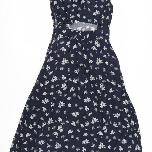 Warehouse Women's Blue Floral A-Line Midi Dress Size 10