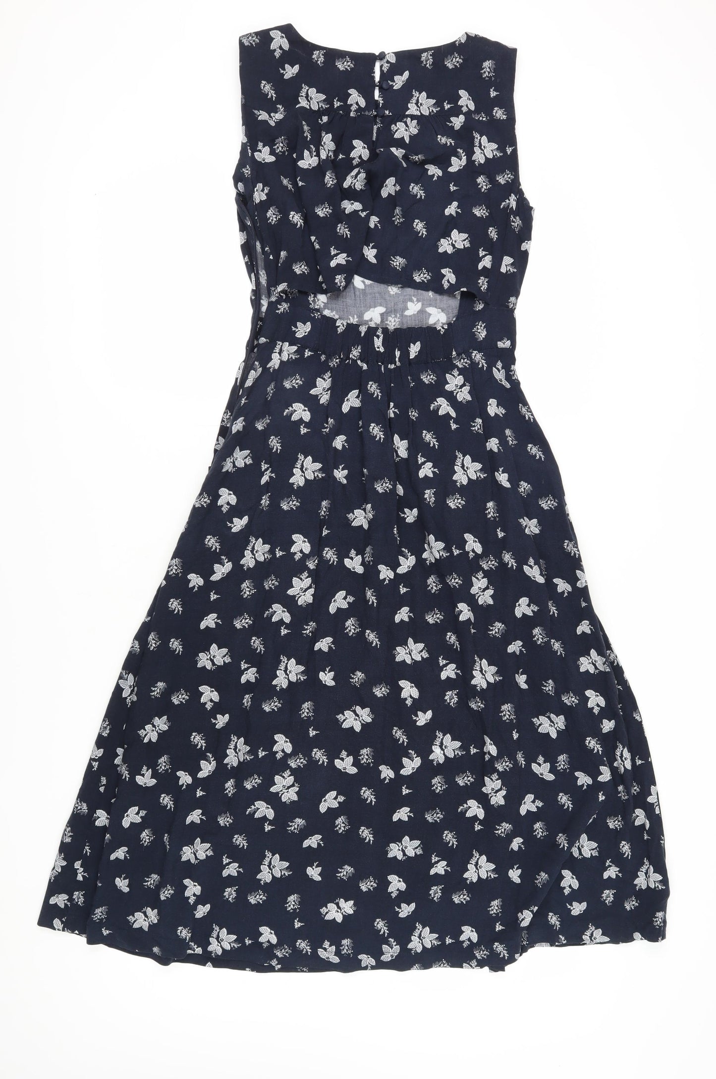 Warehouse Women's Blue Floral A-Line Midi Dress Size 10