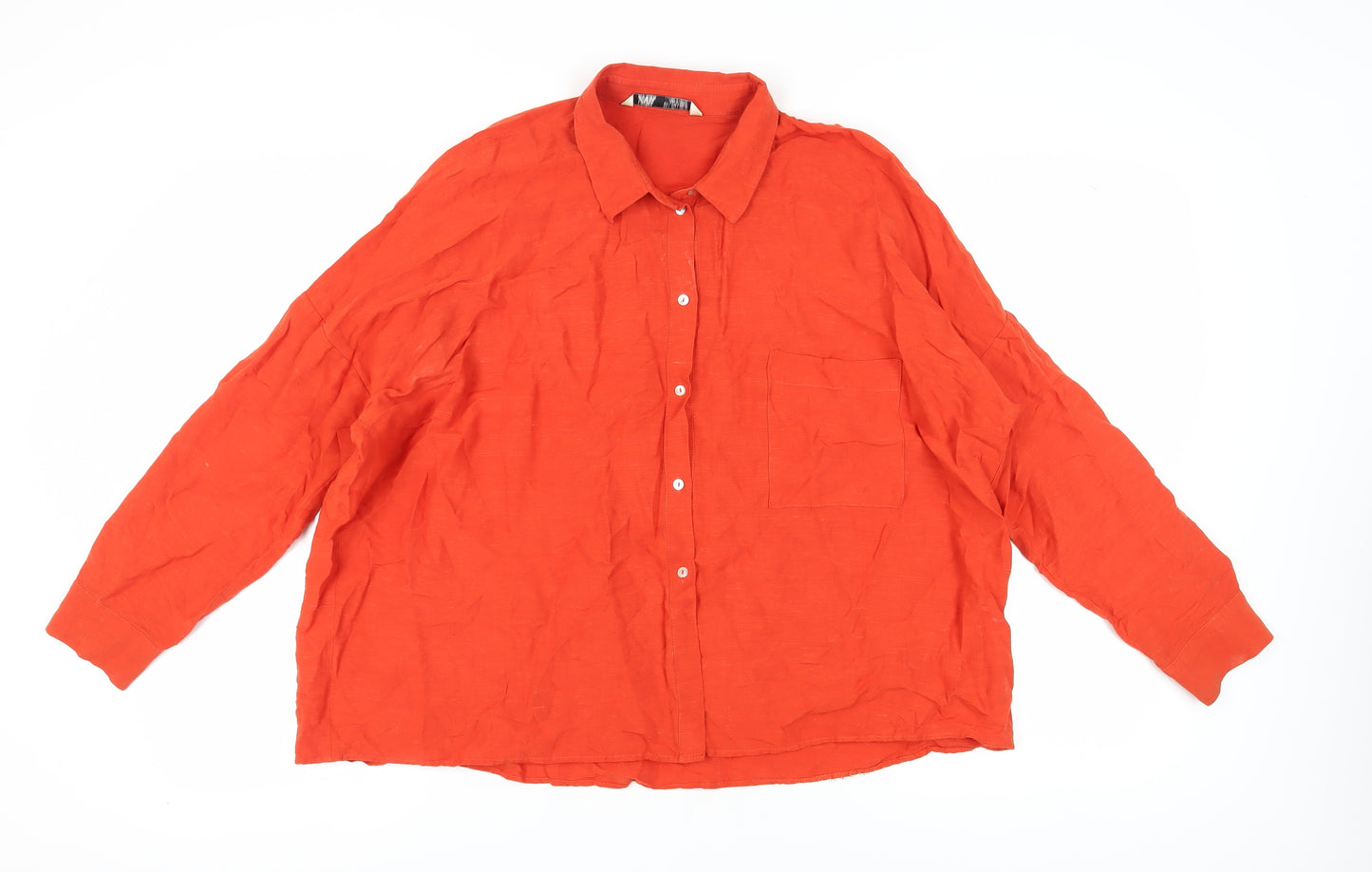 Zara Women's Orange Button-Up Shirt - Size 10