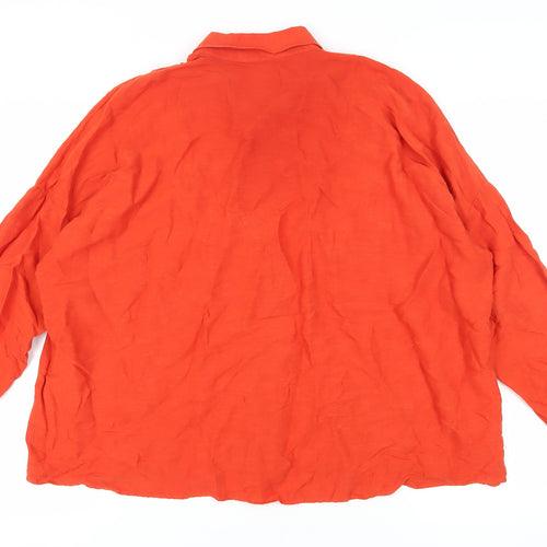 Zara Women's Orange Button-Up Shirt - Size 10
