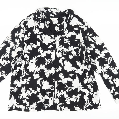 Marks and Spencer Black Floral Pyjama Top - Size L