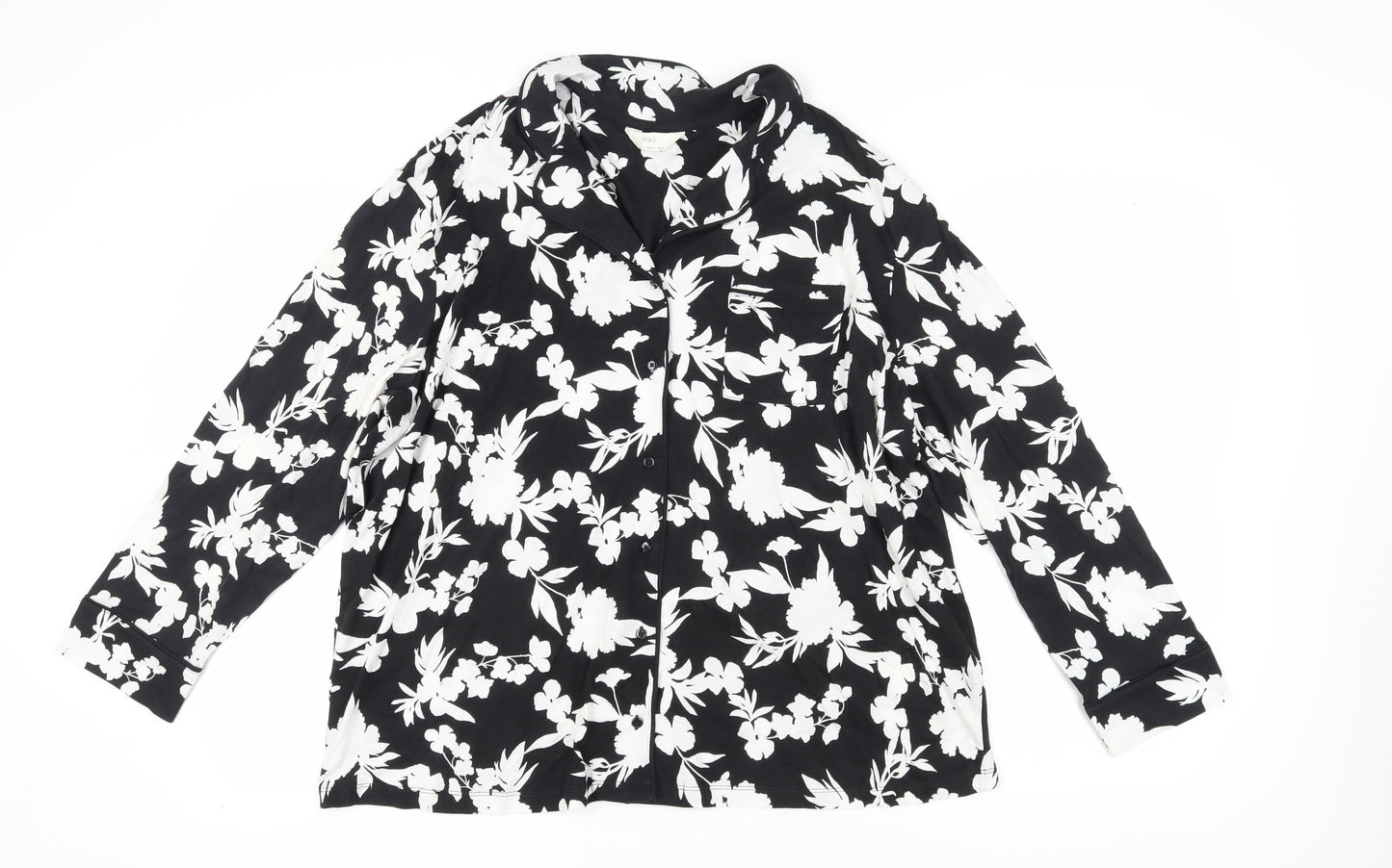 Marks and Spencer Black Floral Pyjama Top - Size L