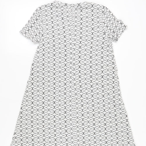 ZARA Women's White Geometric T-Shirt Dress Size 6