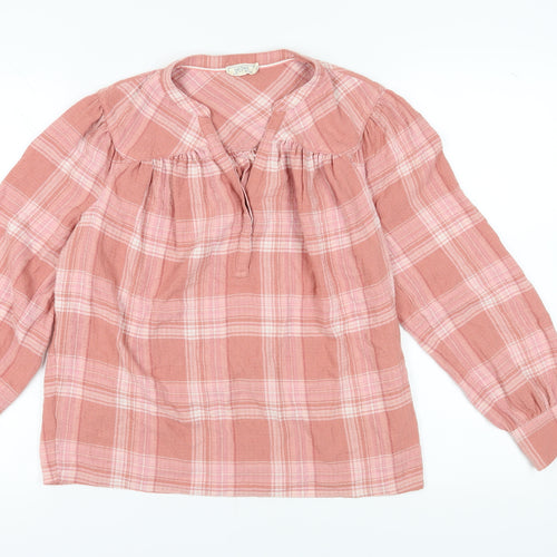 Fat Face Women's Pink Plaid Tunic Blouse Size 8
