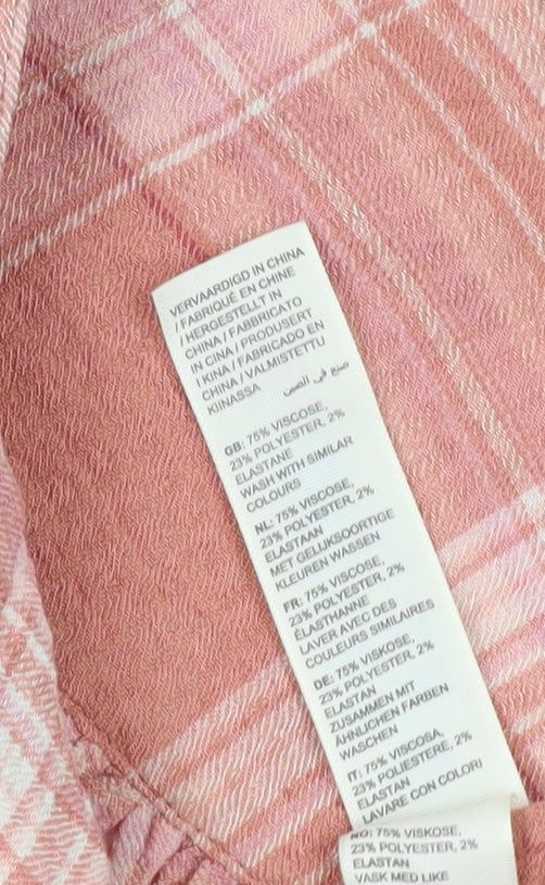 Fat Face Women's Pink Plaid Tunic Blouse Size 8