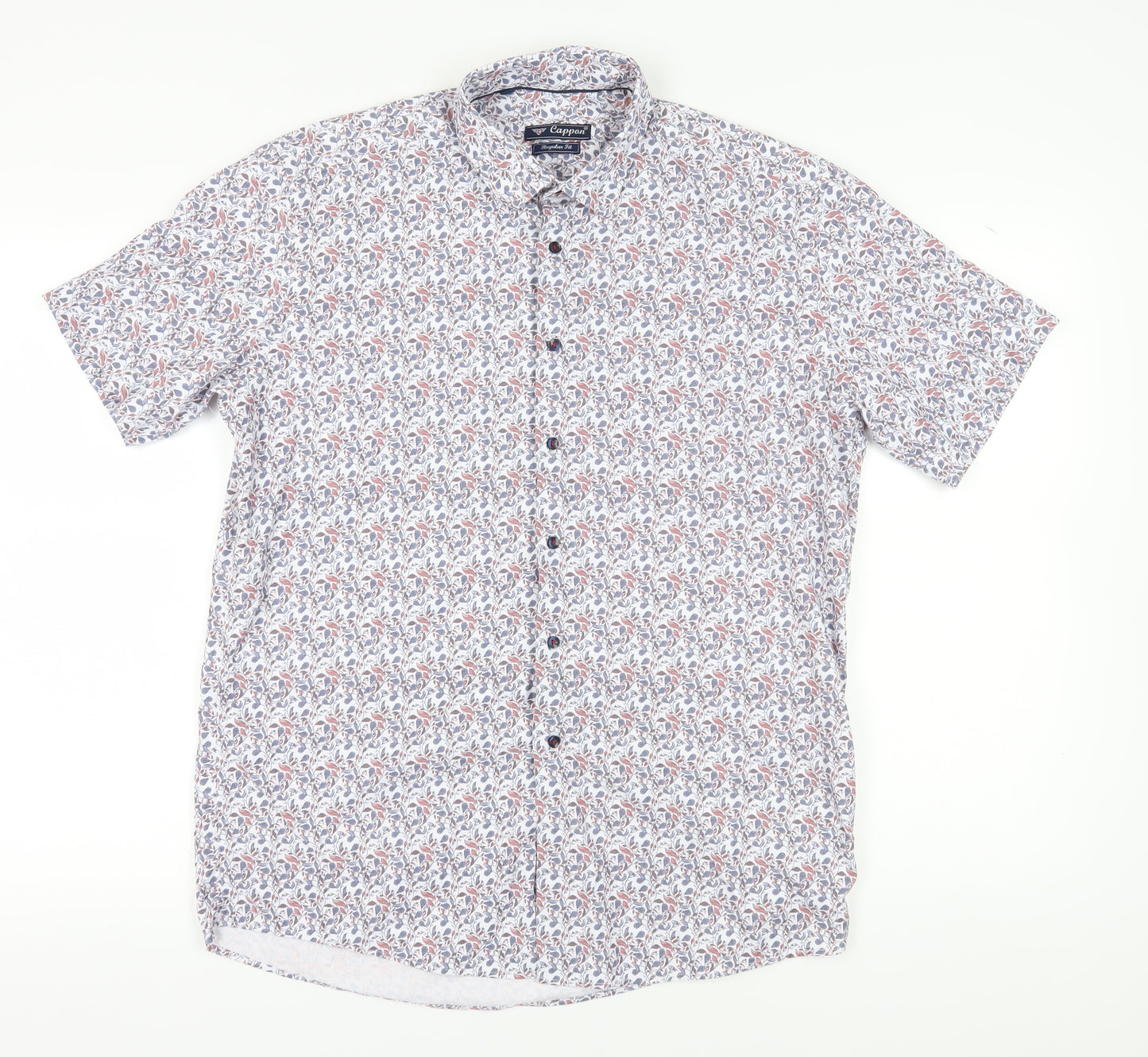 Cappon Men's Multicoloured Floral Shirt - L Size, Short Sleeve