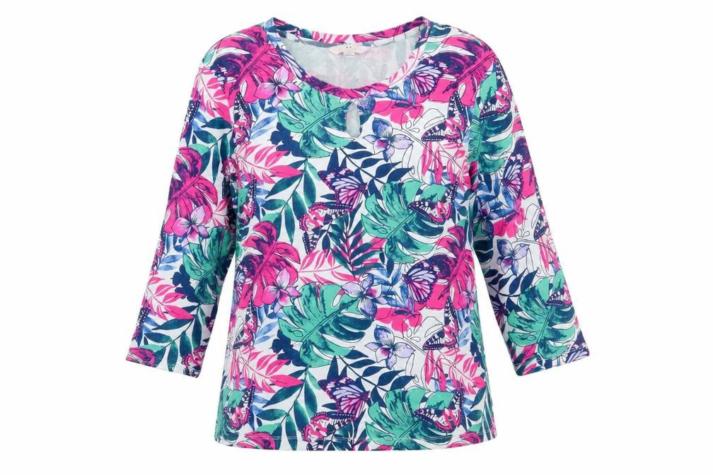 Front view of Julipa Women's Multicoloured Floral T-Shirt, size 14