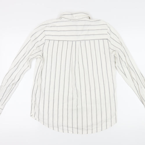H&M Women's White Striped Button-Up Shirt Size 8