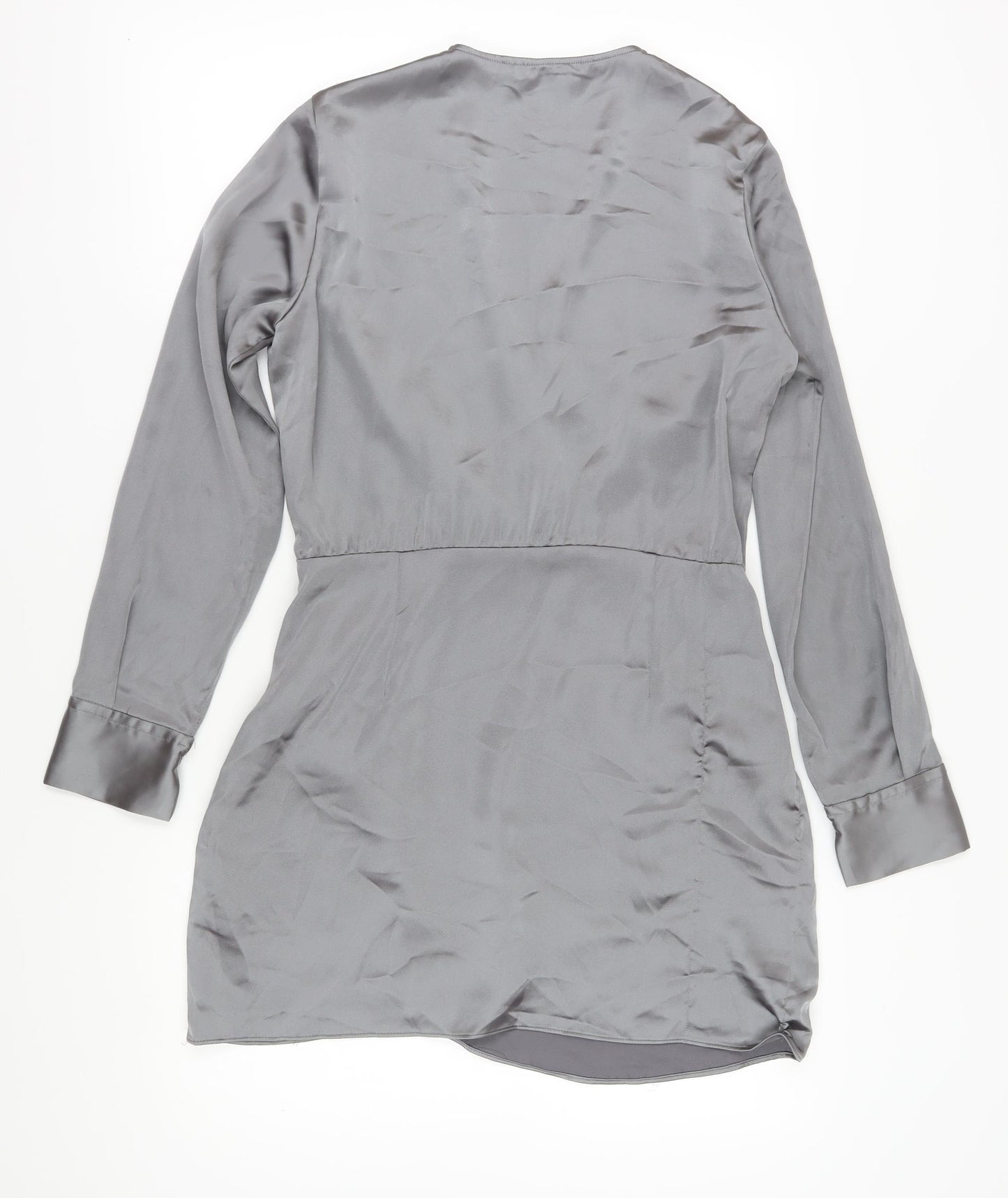 Zara Women's Grey Wrap Dress, L, Casual V-Neck Style