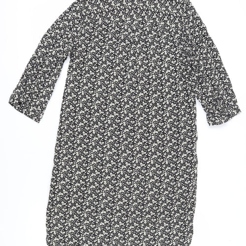 Next Women's Black Floral Shirt Dress Size 10