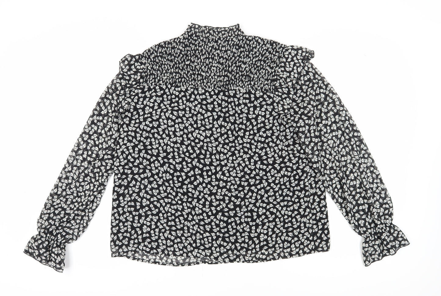 Warehouse Women's Black Floral Tunic Blouse Size 16